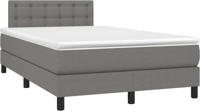 vidaXL Boxspringbett mit Matratze und LED-Unterbettbeleuchtung sowie USB-Ladeport in Dunkelgrau, B/T/H: 200 x 120 x 78 cm - Bild 1