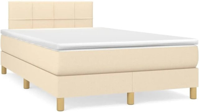 vidaXL Boxspringbett Hybrid mit Matratze Beige B/T/H: 120 x 200 x 78 cm - Bild 1