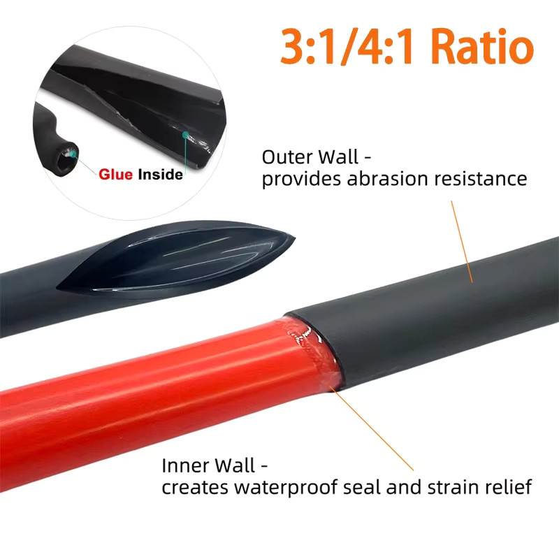 Doppelwandiger Schrumpfschlauch aus Polyolefin mit Klebstoff in Rot, Innendurchmesser 1,6 mm bis 50 mm, Schrumpfverhältnis 3:1 oder 4:1 - Bild 2