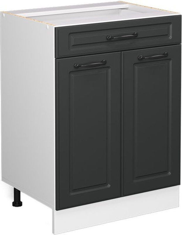Vicco Küchenunterschrank R-line Landhaus Anthrazit mit Schublade und Drehtüren, Breite: 60 cm, Höhe: 81,6 cm, Tiefe: 46 cm - Bild 1