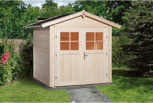 WEKA Gartenhaus 224 Gr.1 aus Massivholz in Natur und Beige mit Satteldach und Doppeltür, B/H/T: 260 x 227 x 209 cm - Bild 3