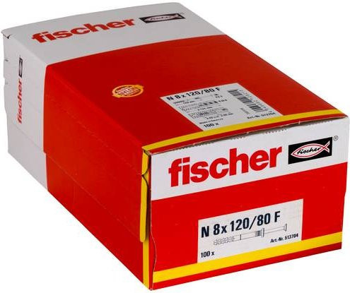 Fischer Nageldübel aus Nylon und Stahl, verzinkt, 100 Stück, Durchmesser: 8 mm, Länge: 120 mm - Bild 1