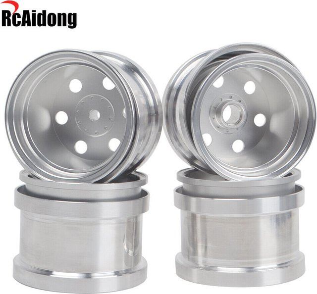 Tamiya Aluminium Vorder- und Hinterrad Beadlock-Felgen, Metall, Grau, Zubehör - Bild 1