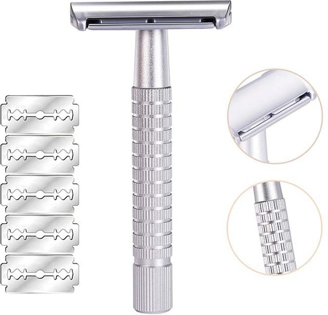 Zweischneidiger Sicherheitsrasierer aus Metall, 5 Klingen, Unisex - Bild 1
