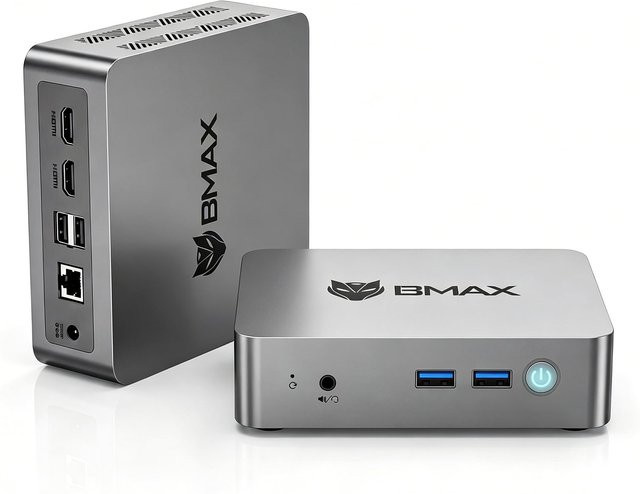 BMAX Mini-PC mit Intel N4500 Prozessor, 8 GB RAM, 256 GB SSD, Windows 11 Pro, Grau - Bild 1