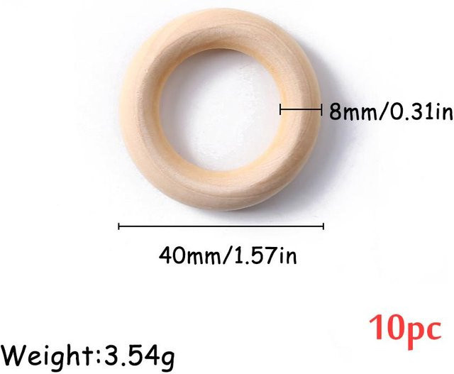 5 Stück Binchi Outdoor Product Natürliche Baby Beißringe aus Holz, Farbe: Beige, Durchmesser: 70 mm - Bild 1