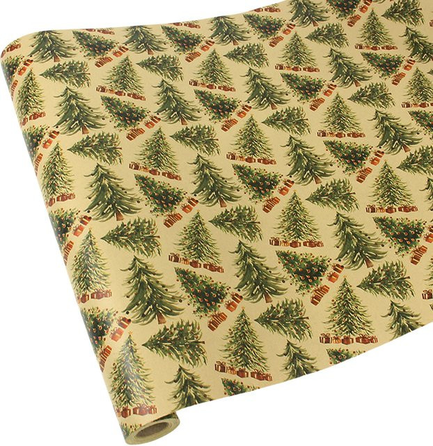 Weihnachts-Geschenkpapier Rolle mit Weihnachtsbaum-Design in Grün, Breite: 43,18 cm, Länge: 10 m - Bild 1