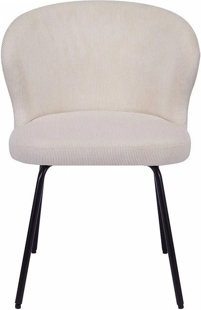 Vente-unique Stuhl Relioza in Creme mit Cord-Elementen und Metallgestell - Bild 1
