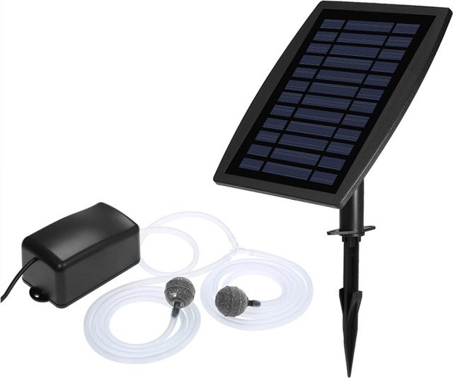 TOMTOP JMS Solar Aquarium Sauerstoffpumpe und Teich Belüfter in Schwarz - Bild 1