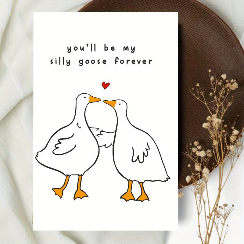 Ducks In Love Hochzeitstag-Karte für Ehemann und Ehefrau mit lustigen Aufklebern in Rot und Mehrfarbig - Bild 2
