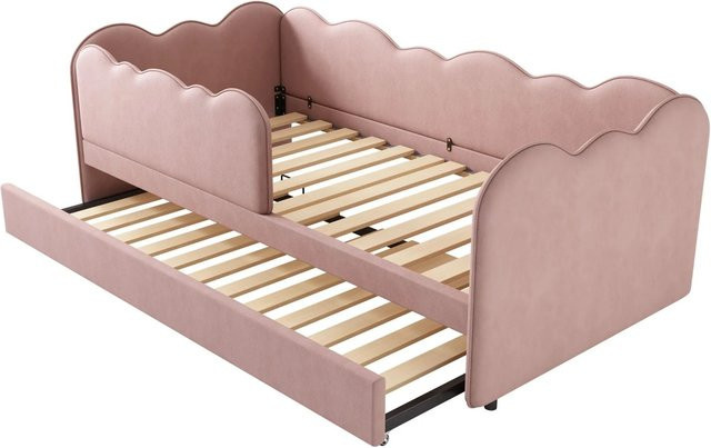 Merax Daybett Ausziehbett mit Schubladen aus Samt in Rosa, B/T/H: 90 x 190 x 70 cm - Bild 1