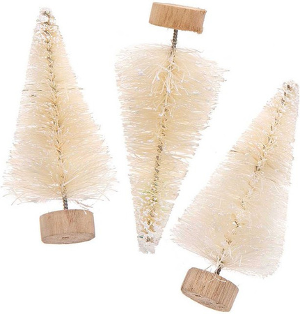 Rico Design Weihnachtsdekoration Tannen mit Schnee, 3 Stück, Weiß, Höhe: 7 cm