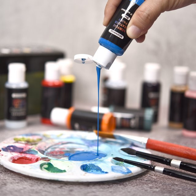 24-farbiges Acrylfarben-Set in Flaschen für DIY-Projekte auf Stoff, Kleidung und Leder, Mehrfarbig - Bild 1