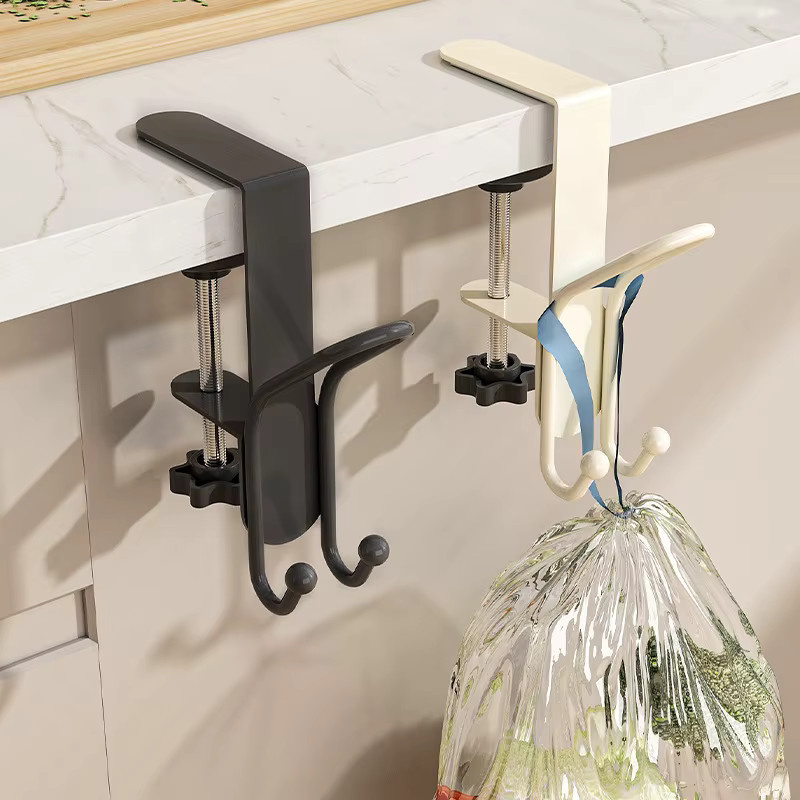 Multifunktionaler Büro-Schreibtisch-Taschenhaken aus Metall in Beige zur Aufbewahrung von Taschen, Regenschirmen und Kopfhörern ohne Bohren - Bild 2