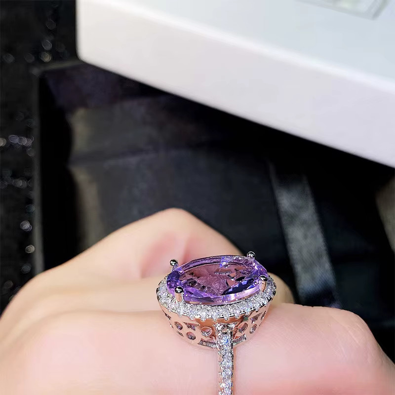 Huitan Ring, Lila Zirkonia, Silber, Damen - Bild 5