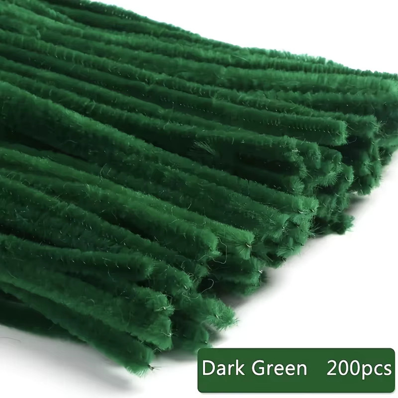 200 Stück flexible Chenille-Stiele in Grün für DIY-Bastelarbeiten und Pfeifenreiniger - Bild 1