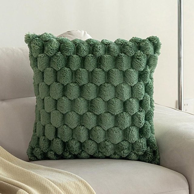 JMG Clothing Superweicher Plüsch-Kissenbezug aus Chenille in Grün, Rechteckig, B/H: 45 x 45 cm - Bild 1
