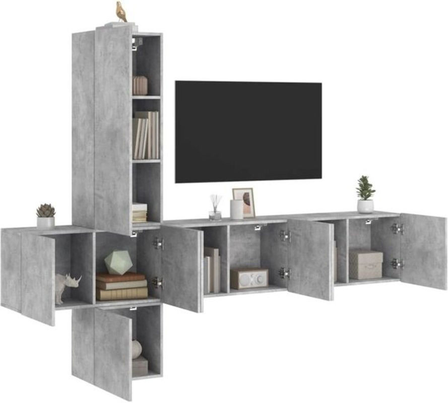5-tlg. moderne Wohnwand mit TV-Schrank aus Holzwerkstoff von Vidaxl in Grau - Bild 1
