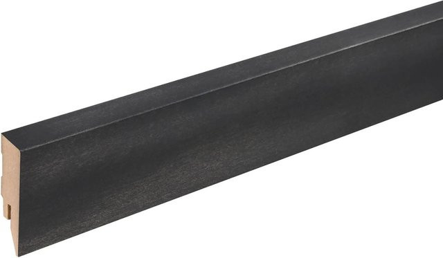 Kosche Sockelleiste Topline mit Clipfräsung und Kabelkanal aus MDF in Schwarz oder Silber, B/H/T: 250 x 5,8 x 1,6 cm - Bild 1