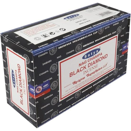 Satya Nag Champa Black Diamond Räucherstäbchen mit exotischen Gewürzen und blumigen Noten, 180 g (12 x 15 g) in Braun - Bild 4