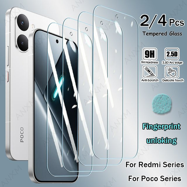 2/4 Stück Panzerglas Displayschutzfolie für Xiaomi POCO X5 X6 X7 X8 F5 F6 F7 F8 Pro Ultra C75 C85 transparent - Bild 1