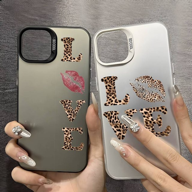 Stoßfeste iPhone Schutzhülle mit Lippen-Design und Aurora Laser Effekt in Schwarz Rot Mehrfarbig für Apple iPhone 17 16 15 14 13 12 11 Pro Max Plus - Bild 1