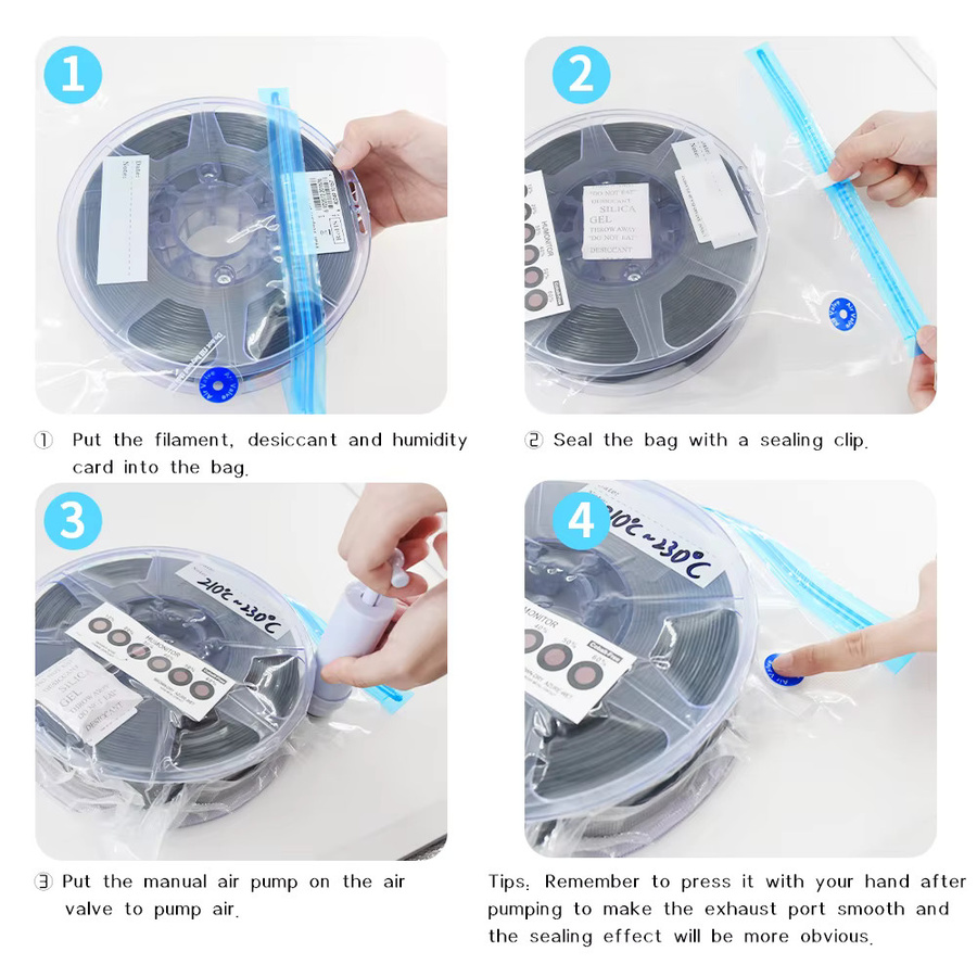 T-Trees Vakuumbeutel für 3D-Druck Filament in transparent, feuchtigkeitsbeständiger Aufbewahrungsbeutel für PLA, ABS und TPU - Bild 2