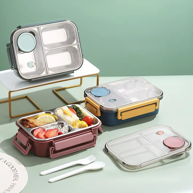 JUSTINLAU Edelstahl Lunchbox mit Besteck und Fächern, auslaufsicher, rot - Bild 3