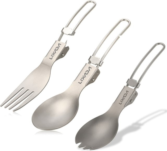 Lixada Titan-Klappgabel aus Edelstahl in Silber, ultraleichtes Campingbesteck für Outdoor und Rucksackreisen - Bild 1