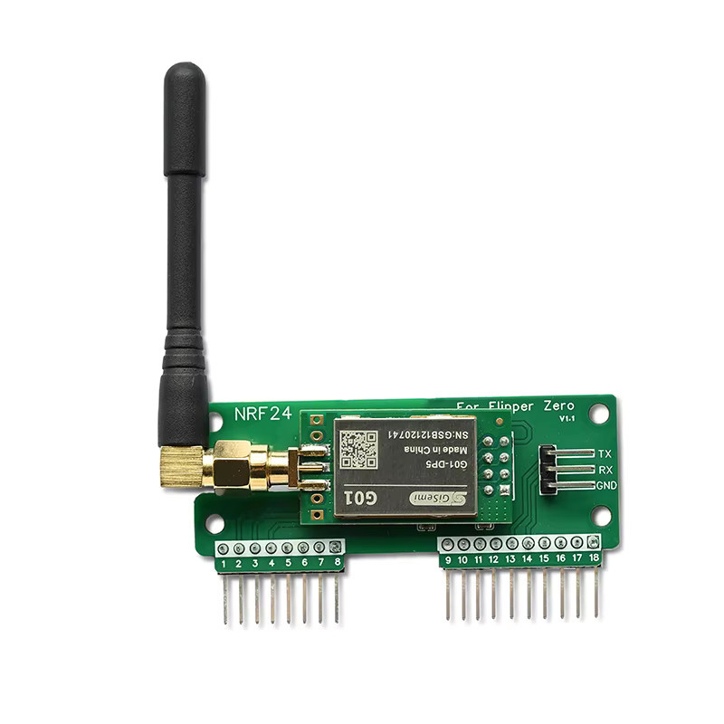 PINGEQUA Flipper Zero NRF24L01 Erweiterungsboard, 2,4GHz Entwicklungsmodul mit Antenne für Sniffer und Mouse Jacker, Grün - Bild 2