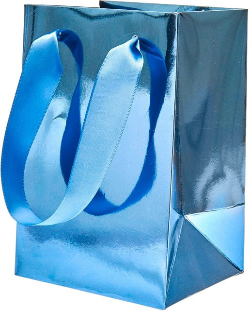 Rico Design Geschenktüte Metallic Glänzend Blau XS B: 10,0 cm, H: 18,0 cm, T: 12,0 cm - Bild 1