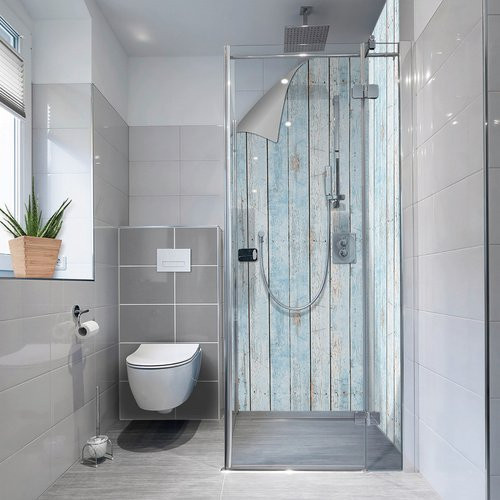 mySPOTTI Duschrückwand-Panel fresh Stadtpanorama in Blau, Höhe: 210 cm, Breite: 90 cm - Bild 1