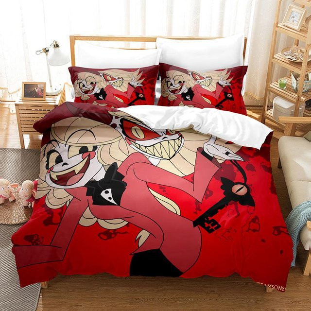 Hazbin Hotel Bettwäsche-Set mit Kissenbezug aus Mikrofaser, Rot, B x H: 155 x 215 cm - Bild 1