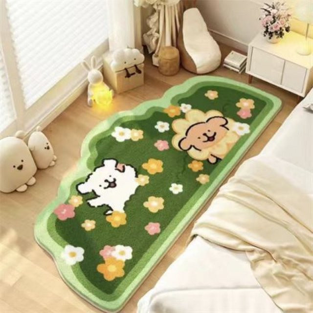 VIKAMA Samtteppich mit Streifen-Design für Kinderzimmer, Schlafzimmer und Wohnzimmer - Bild 1