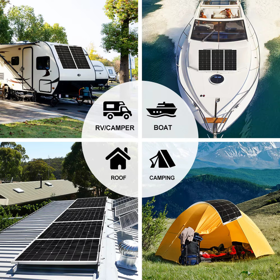 DOKIO 100W Flexibles Monokristallines Solarmodul-Set in Schwarz mit 18V und 8m Kabel als Wasserdichtes 12V Batterieladegerät für Auto, Haus und Wohnmobil - Bild 6