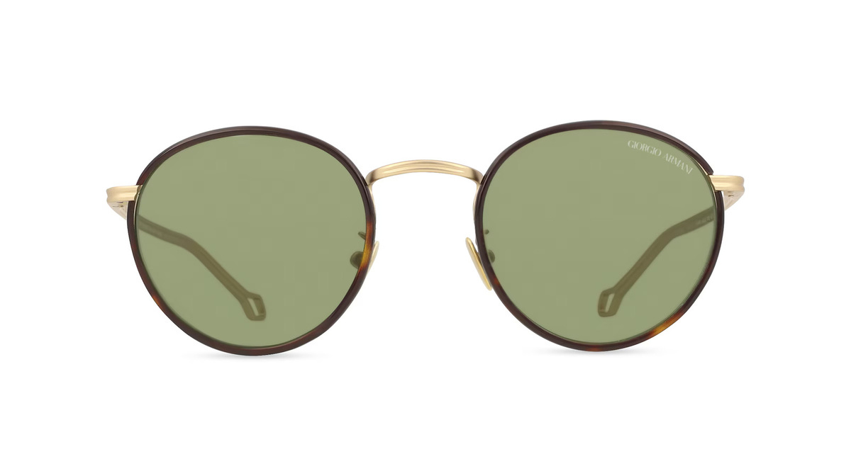 Armani AR6163J Sonnenbrille, Vollrand, Rund, Metall, Herren, gold, green - Bild 1