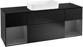 Villeroy & Boch Finion Waschtischunterschrank mit Abdeckplatte und Regalfach, Anthrazit lackiert, B/T/H: 160 x 60 cm - Bild 1