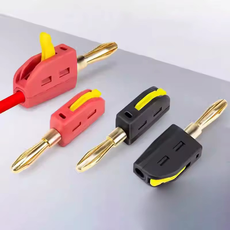 ESHYLALA Vergoldete Bananen Stecker 32A 4mm für Lautsprecher und Verstärker in Gold und Rot - Bild 2