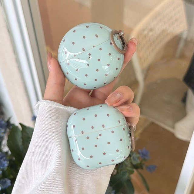 Glänzende Schutzhülle für Huawei FreeBuds 7i 6i 5i SE3 SE2 FreeClip 2 in Mintgrün mit braunem Polka-Dot-Muster - Bild 1