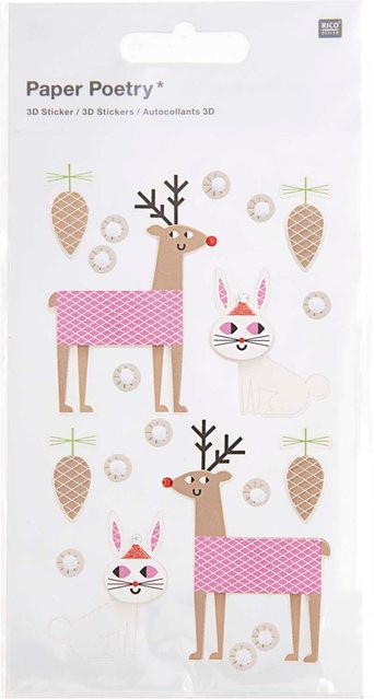 Rico Design Paper Poetry 3D-Sticker Rentiere, 1 Blatt - Bild 1