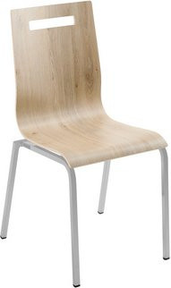 Mayer Sitzmöbel Stapelstuhl Besucherstuhl aus Eiche und Metall, Farbe Beige/Silber, B/T/H: 53 x 55 x 87 cm - Bild 1