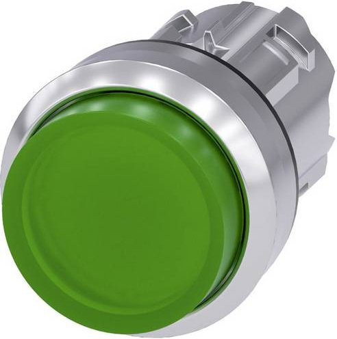 Siemens Leuchtdrucktaster 3SU1051-0BB40-0AA0 mit Metall-Frontring in Hochglanz, rund, Farbe Silber und Grün - Bild 1