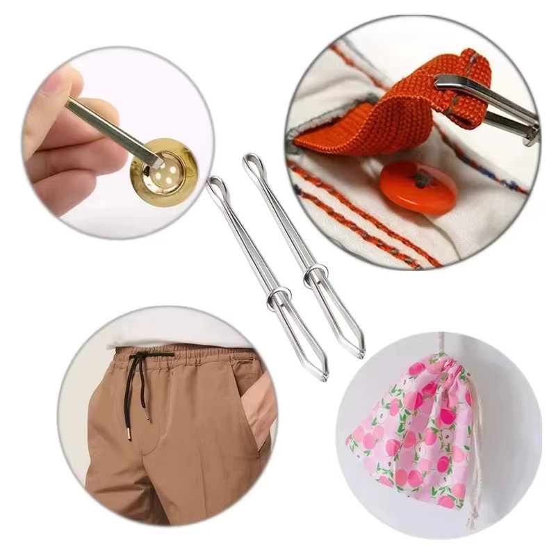 Edelstahl-Kleiderklammern als Nähwerkzeug und DIY-Einfädler für Kreuzstich und elastische Bänder in Silber - Bild 4