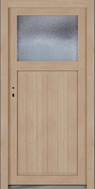 Roro Nebeneingangstür OHE 1002 Fichte mit Glaseinsatz, Farbe Beige/Braun, B: 98 cm, H: 198 cm, DIN Links - Bild 1