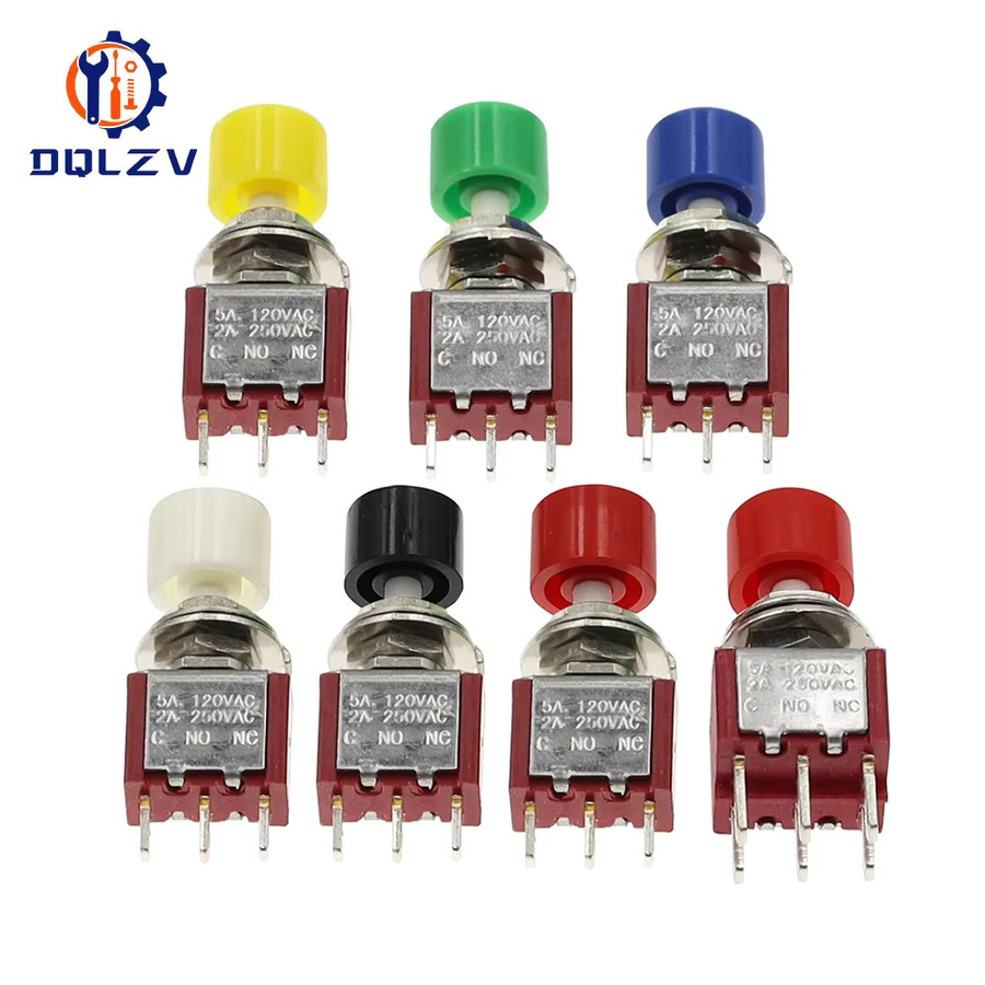 DQLZV Mini Momentary Push Button Switch 2 Position 3/6 Pin Rot 5A 125V/2A 250V - Bild 2