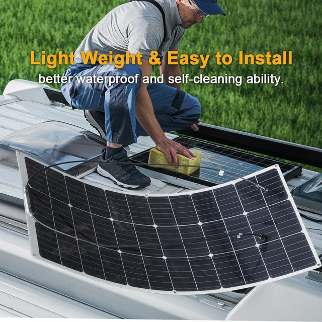 XINPUGUANG Flexible Monokristalline Solarpanel Kit für Off-Grid Systeme in Schwarz für Wohnmobil, Wohnwagen und Boote - Bild 1