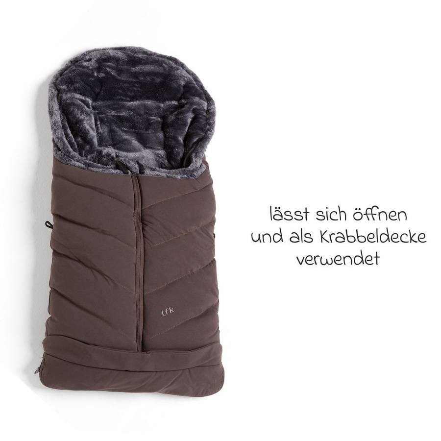 TFK Thermo-Fleece Fußsack mit verlängerbarem Fußteil in Braun - Bild 4