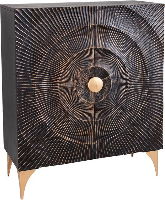 riess-ambiente Highboard GOLDEN SUNSET aus Mangoholz Massivholz in Schwarz/Gold mit Ablagefächern, Breite: 120 cm - Bild 1