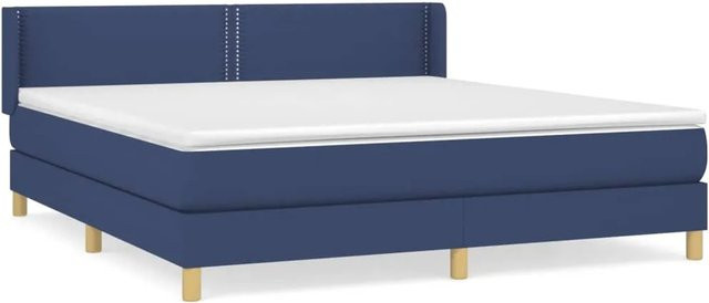 vidaXL Boxspringbett Hybrid mit Matratze und Taschenfederkern, Blau, B/T/H: 180 x 200 x 78 cm - Bild 1