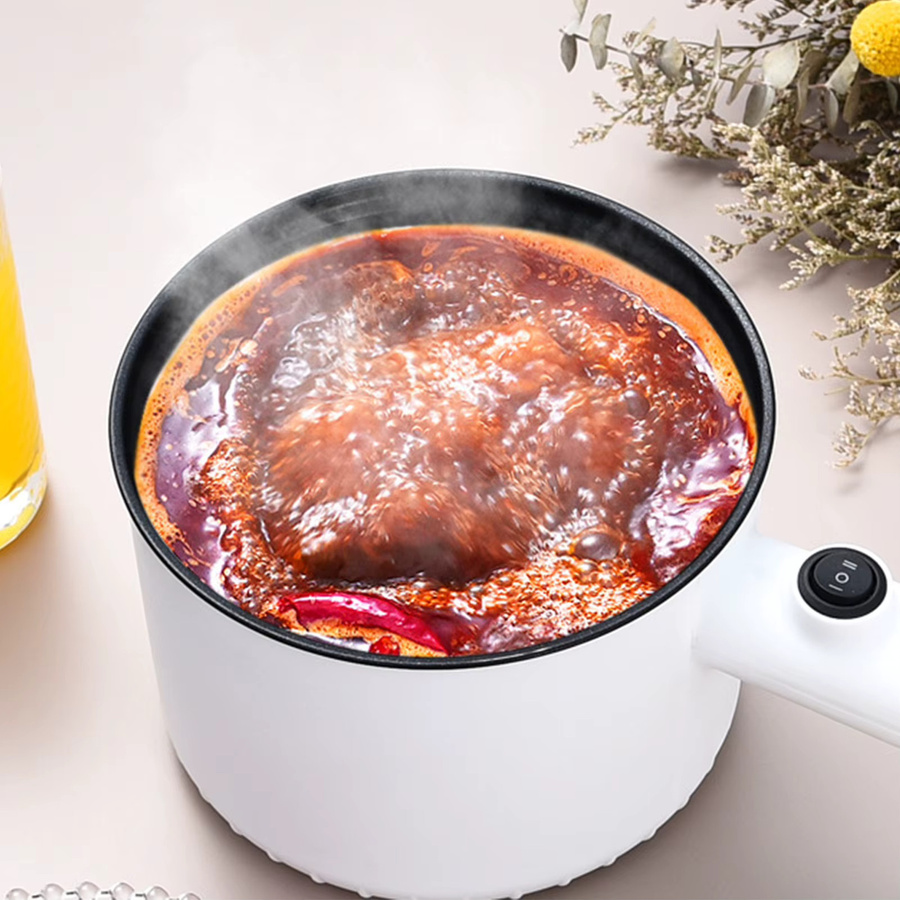 Multifunktionaler elektrischer Mini-Hot-Pot von kbxlife, 1,5 l, antihaftbeschichtet, 2 Gänge, Farbe: Weiß - Bild 3